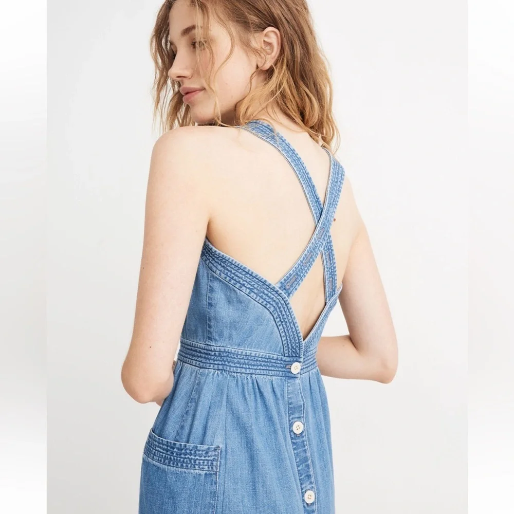 Madewell Blue Denim Midi Dress - Picture 9 of 10